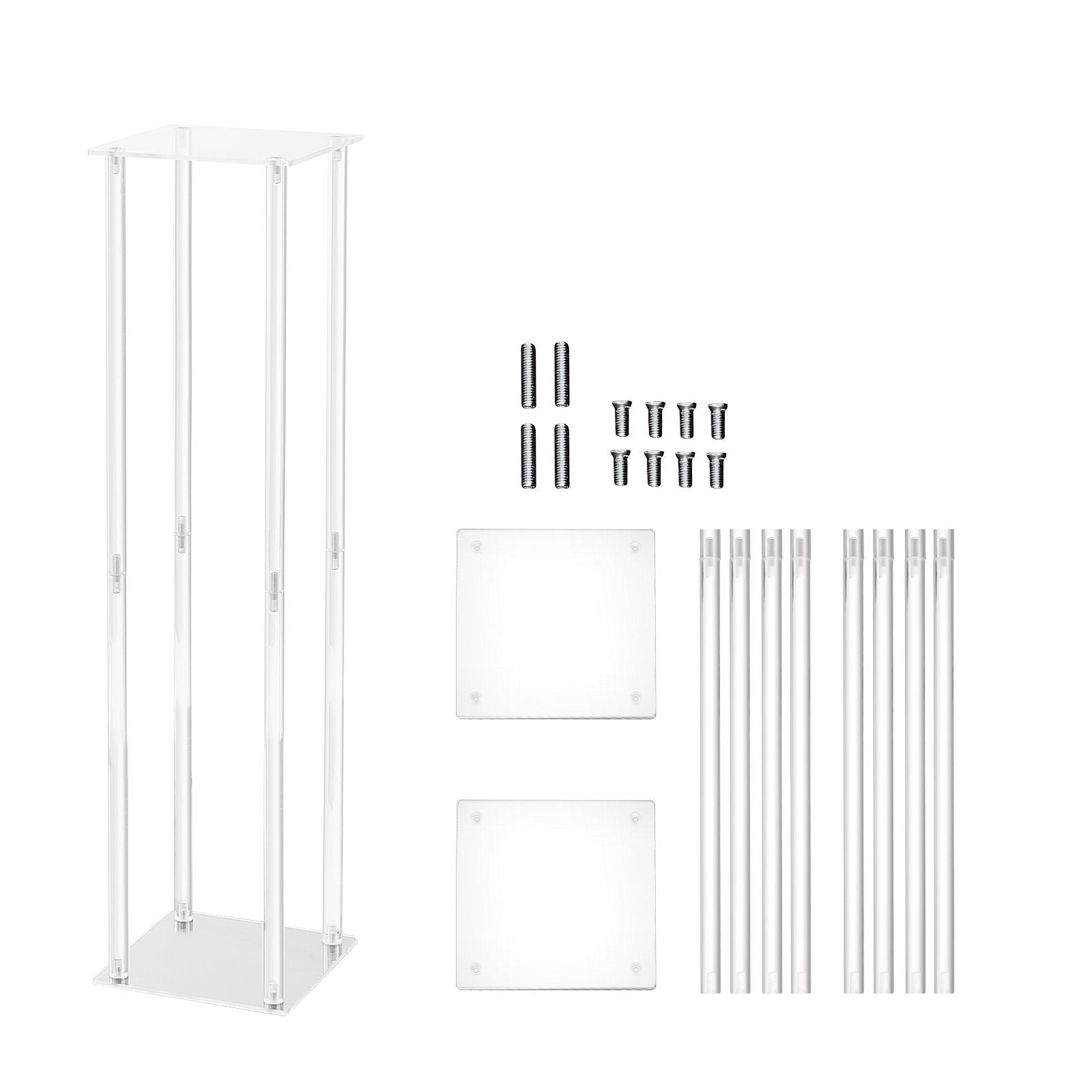 Acrylic Wedding Flower Stand Cube, Geometric Design, 33 lbs Capacity, Tool-Free Assembly, for Tabletop Background Event Decoration