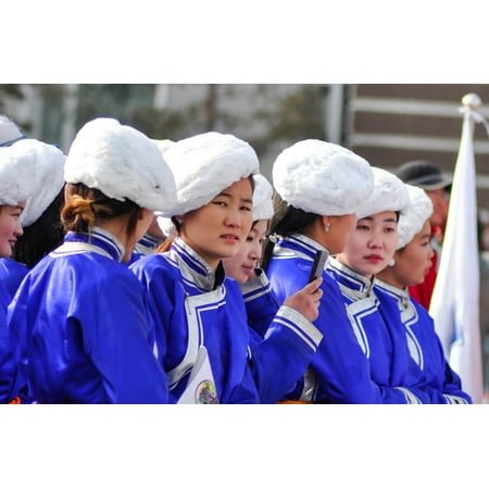 Canvas Print White Ladies Costume Blue Mongolia Hat Stretched Canvas 10 x 14