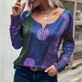 thumbnail image 2 of Pompotops Mode Femmes Décontracté Ample Pull Manches Longues Imprimé Fermeture Éclair Col Rond Tees Tops, 2 of 9