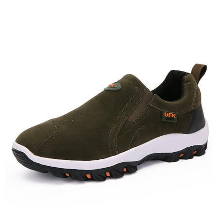 

Mens Hiking Shoes Laceless Suede Breathable Slip Resistant Boots Lightweight Sneakers for Outdoor Activity Hiking Walking