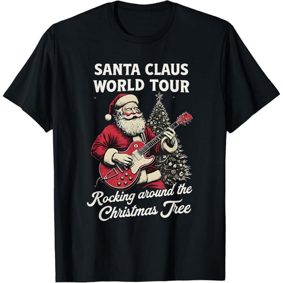 Santa Claus World Tour Rocking Around The Christmas Tree T-Shirt