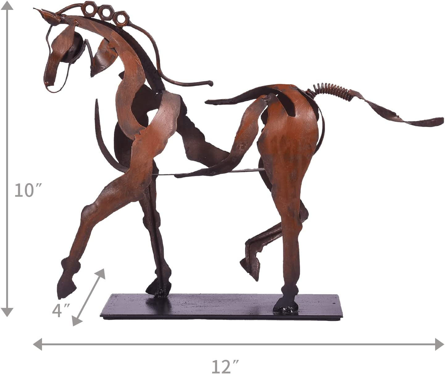 Handcrafted Horse Sculpture - Rustic Brown Metal Statue - Hand-Painted Home and Office Decor - Unique Gift for Equestrian Lovers