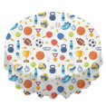 thumbnail image 2 of Football and Basketball White Pattern Round Tablecloth 70"x70", Wrinkle Resistant Wipeable Table Cover for Kitchen Dining Room Picnic Patio and Party, 2 of 6