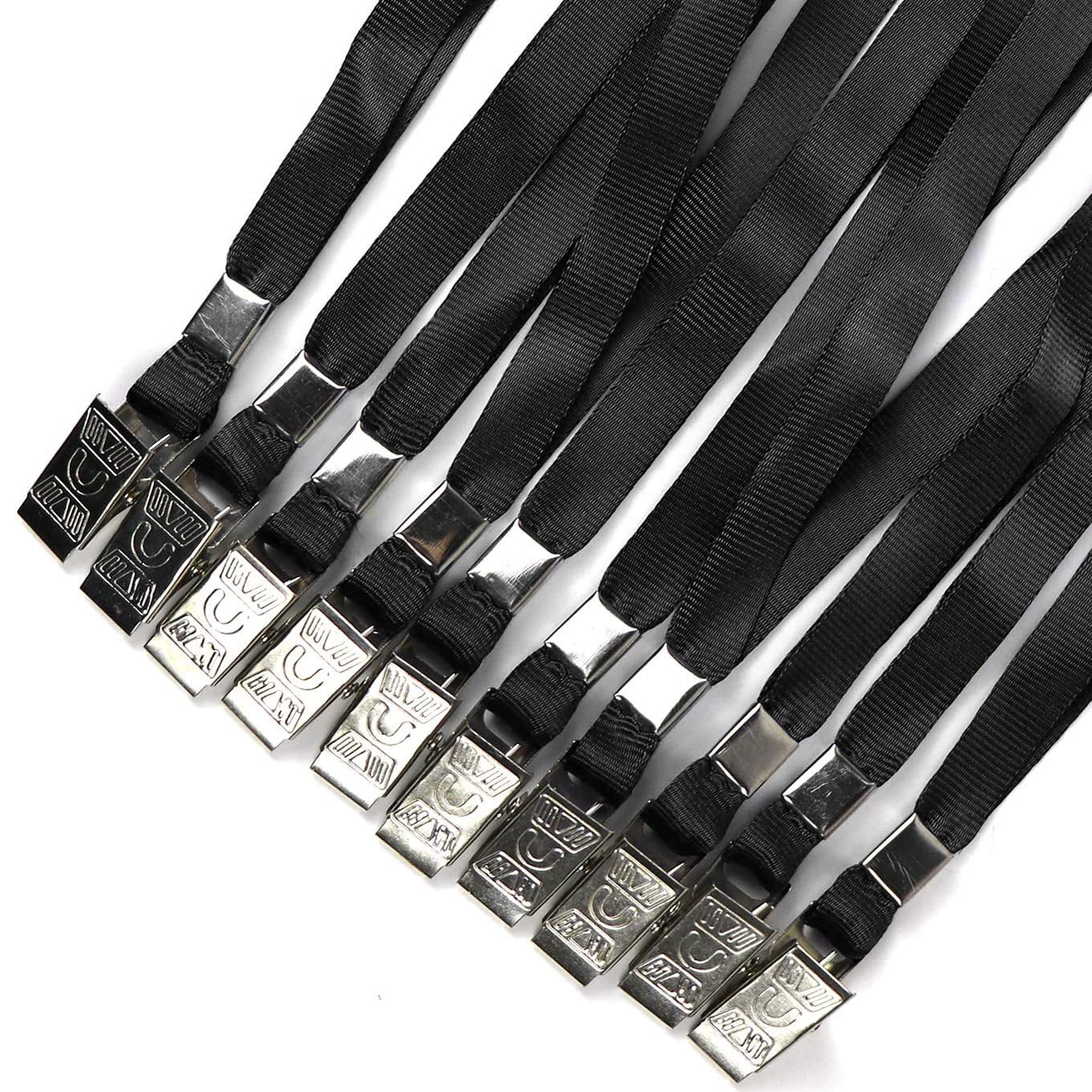 Black Lanyards 100 Pack Nylon Flat Badge Lanyard Bulldog Clip For Id Name Tags
