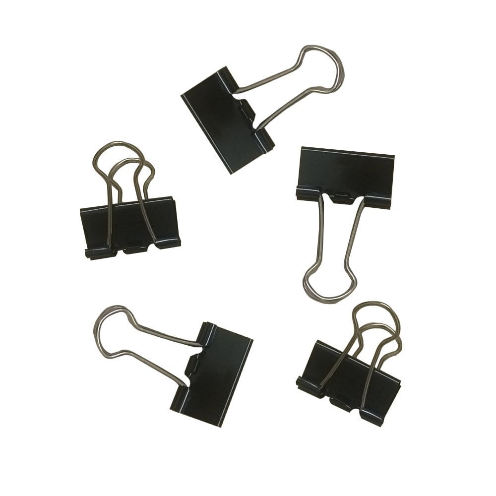 Black Binding Clips 1", Pack Of 12 Pieces In Plastic Tub With Cover