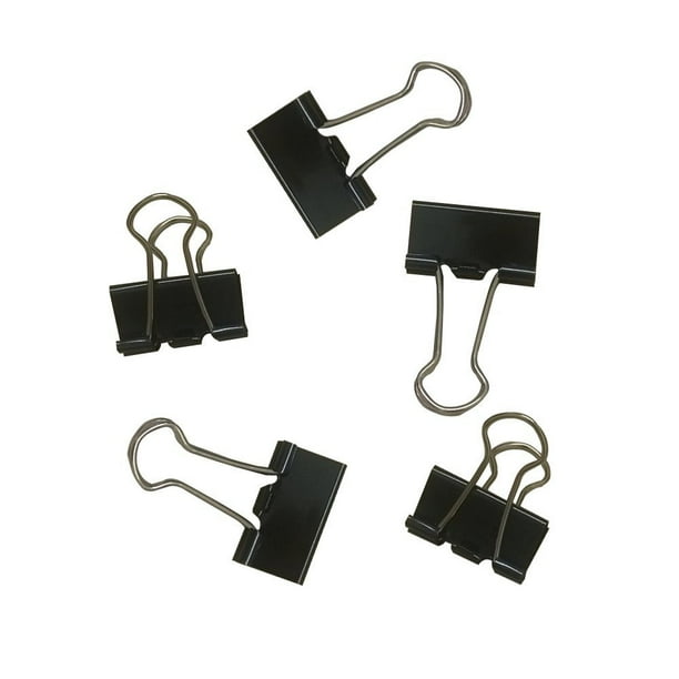 Black Binding Clips 1", Pack Of 12 Pieces In Plastic Tub With Cover