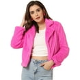 thumbnail image 1 of Abrigo mullido de piel sintética Allegra K para mujer Otoño Invierno Rosa Caliente L, 1 of 6