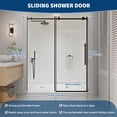 thumbnail image 2 of Garvee 44-48" W x 72" H Single Sliding Shower Door, 5/16" (8mm) Matte Black Frameless Shower Glass Door, Tempered Safety Glass with Large Smooth Rollers for Bathroom Walk-in Shower, 2 of 8