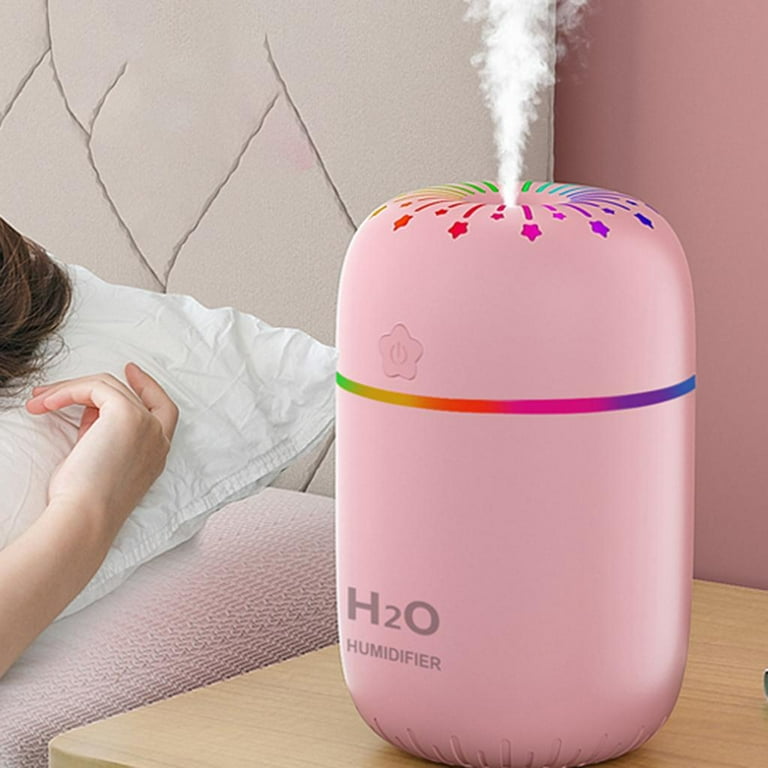 LA-0618S 300ml Portable Humidifier Desktop Air Humidifier Aroma Diffuser  Mist Maker with Colorful Light for Office Cars (Battery Version) - Pink