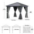 thumbnail image 2 of Dextrus 10x10ft Hardtop Gazebo with Nettings and Curtains,Heavy Duty Galvanized Steel Outdoor Vertical Stripes Roof for Patio, Backyard, Deck, and Lawns (Grey), 2 of 5