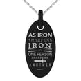 thumbnail image 2 of Tioneer Stainless Steel As Iron Sharpens Iron Proverbs 27:17 Engraved Small Oval Charm Pendant Necklace, 2 of 4