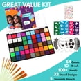thumbnail image 2 of Kit de pintura facial Bowitzki de 54 colores con plantillas, purpurinas y pinceles, 2 of 7