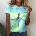 thumbnail image 1 of Puntoco 2024, tops a la moda de verano para mujer, moda informal con estampado, cuello redondo, camiseta holgada de manga corta, top pulóver, 1 of 8