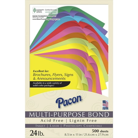 Pacon P102206 24 lbs. 8-1/2 in. x 11 in. Kaleidoscope Multipurpose Colored Paper - Hyper Pink (500/Ream)