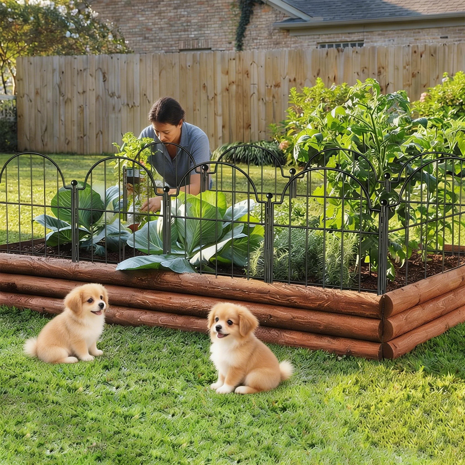10Pcs Decorative Garden Fence, Rustproof Metal No Dig Garden Fencing Border, Total 22 in(H) x 10.83 ft(L) Outdoor Animal Barrier,Arched