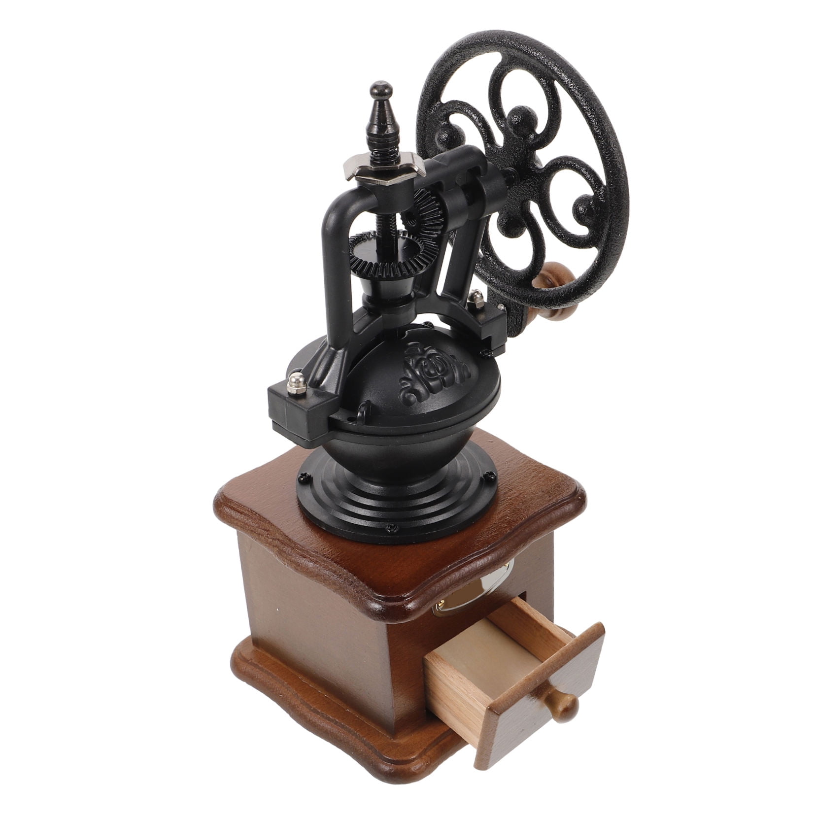 Tineasur Manual Coffee Bean Grinder Iron Wood Black for Adults Rich Aroma