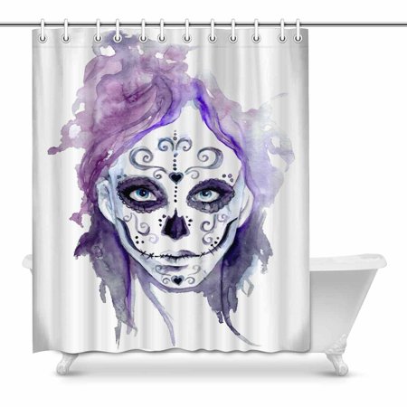 Pop Sugar Skull Girl Bathroom Decor Effect Shower Curtains 60x72
