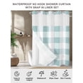 thumbnail image 7 of No Hook Aqua Plaid Shower Curtain with Snap in Liner Set, Spring Summer Farmhouse Buffalo Checkered Waterproof Fabric Bathroom Curtains with See Through Top Window, Hotel Style Small 36 x 72 Inch, 7 of 7