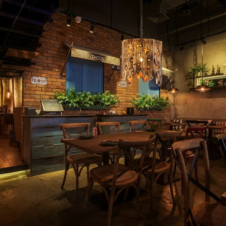 

17.7in Farmhouse Kitchen Island Light Pendant Chandelier Ceiling Fixture Wood