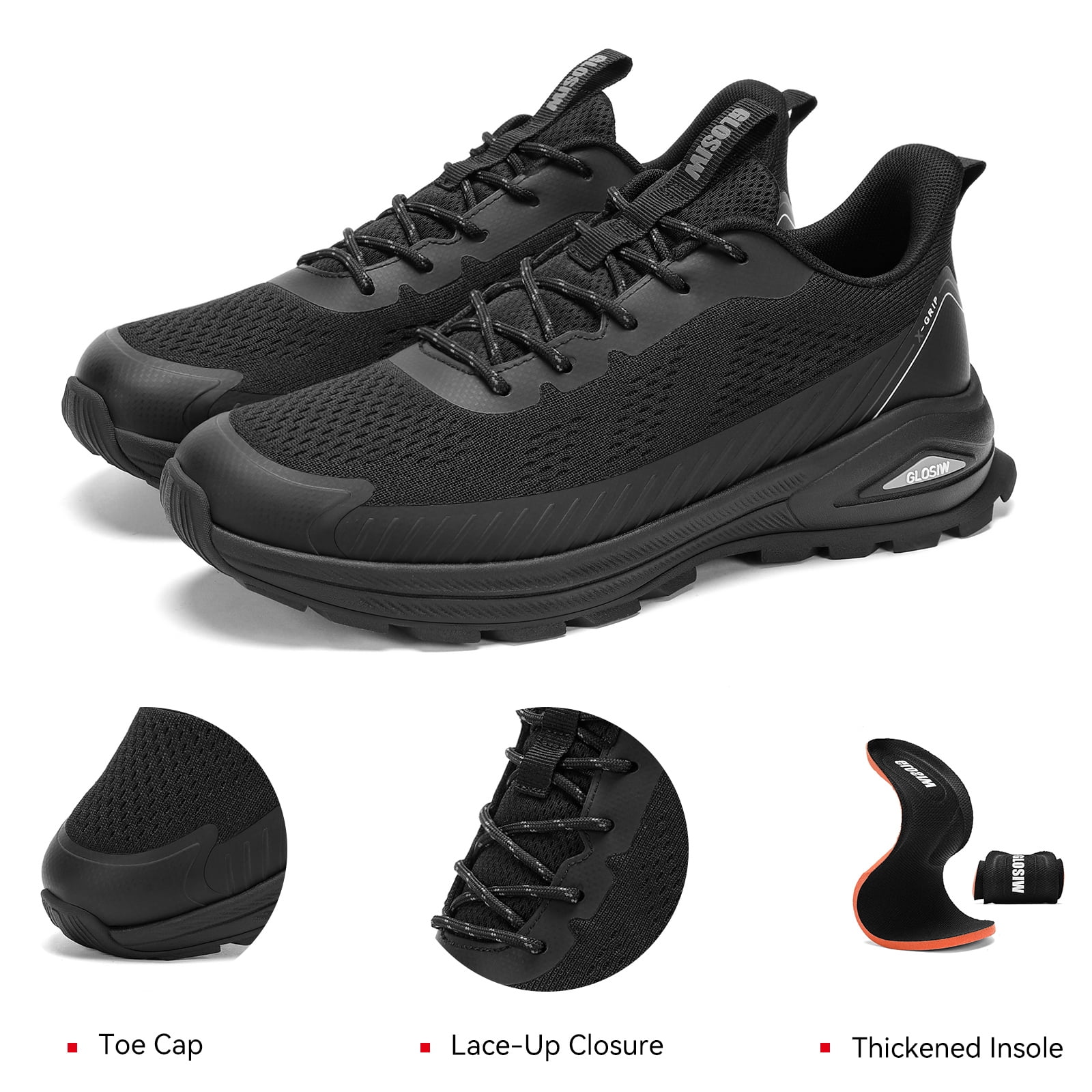 GLOSIW Men's Trail Running Shoes Fashion Walking Hiking Sneakers for Men Tennis Cross Training Shoe Outdoor Snearker
