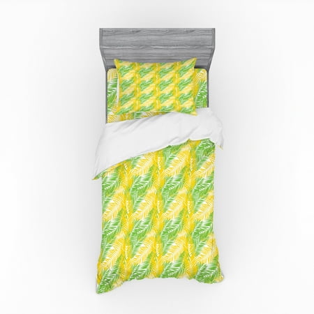 Tropical Duvet Cover Set Fan Palm Leaves Banana Tree Exotic