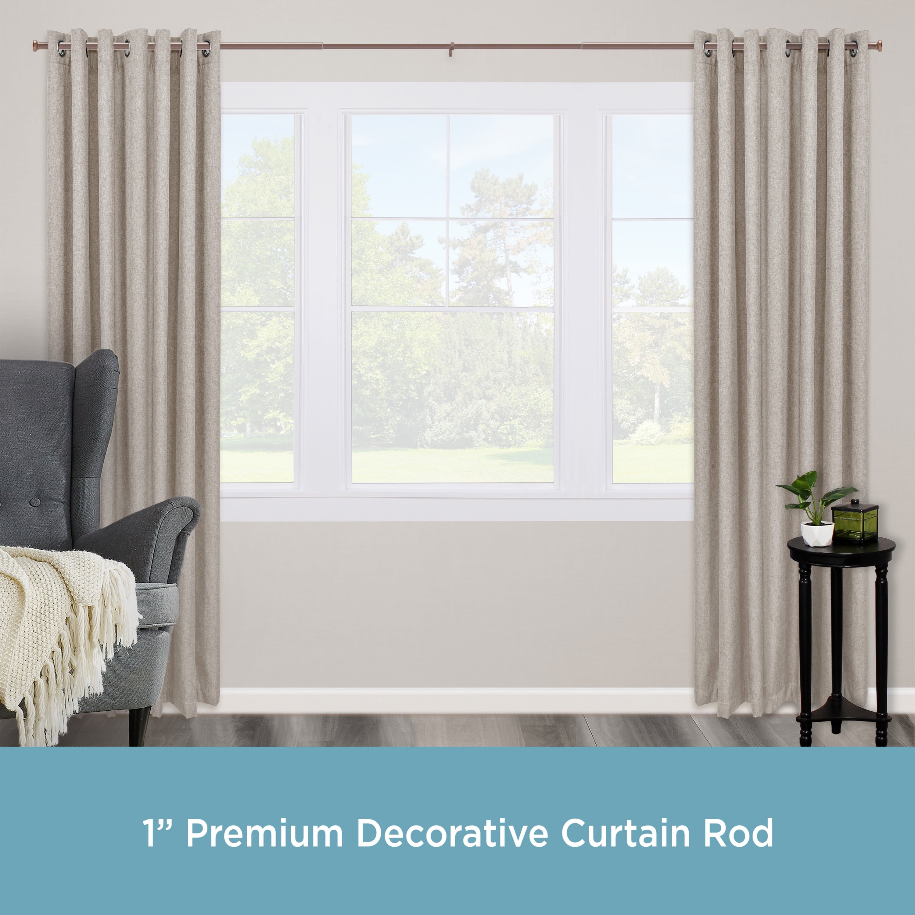 Kenney® Weaver 1" Premium Decorative Window Curtain Rod, 90-130", Chocolate
