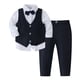 thumbnail image 1 of Conjunto de camisa de manga larga con cuello vuelto para niños, color liso, para banquetes y fiestas, con cuello vuelto y pantalones de traje, conjunto de tres piezas para niños, poliéster., 1 of 8