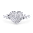 thumbnail image 2 of Round Cut Natural White Diamond Double Heart Engagement Ring In 14K White Gold Plated 925 Sterling Silver (Color: I-J, Clarity: I2-I3, 0.01 Cttw) -7, 2 of 7