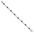 thumbnail image 3 of Gem Stone King 925 Sterling Silver Red Rhodolite Garnet and Blue Sapphire and Lab Grown Diamond Bracelet for Women | 4.23 Cttw | Gemstone January Birthstone | Oval 6X4MM | Length 7.25 inches, 3 of 6