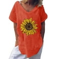thumbnail image 1 of Pompotops Mode T-shirt Blouse à Manches Courtes Ample à Col Rond Imprimé pour Femme, 1 of 6