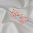 thumbnail image 4 of Fatay-T Gold Bow Earrings for Women Teen Pink Bowtie Dainty Long Tassel Drop Stud Trendy Statement Jewelry Gift, 4 of 14