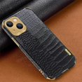 thumbnail image 2 of Compatible with iPhone 15 Plus Crocodile Grain PU Leather Coated TPU Protective Case 6D Electroplating Phone Case, 2 of 3