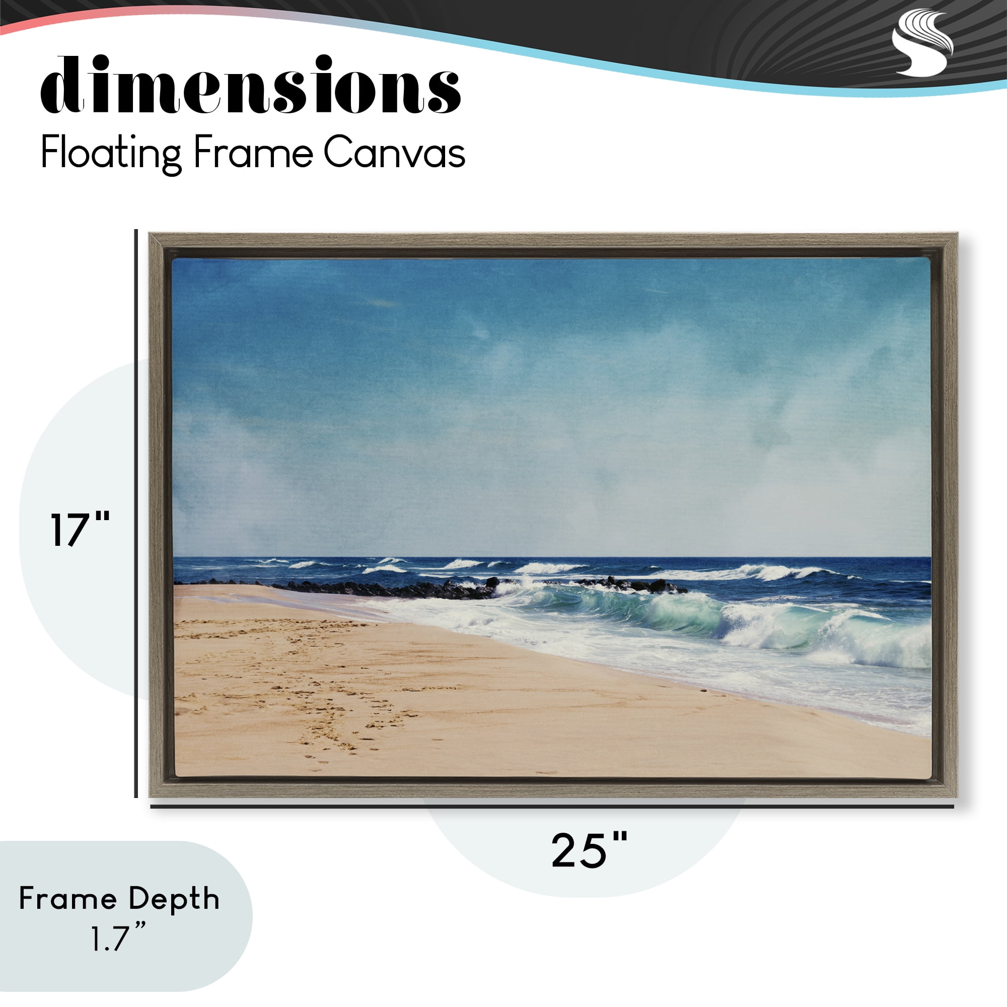 Stupell Industries Atlantic Waves Shoreline Brown Framed Floater Canvas Wall Art, design by Dirk Wüstenhagen