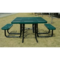 LifeYard Outdoor Picnic Table, ADA, 46" Square, Steel Table, Green