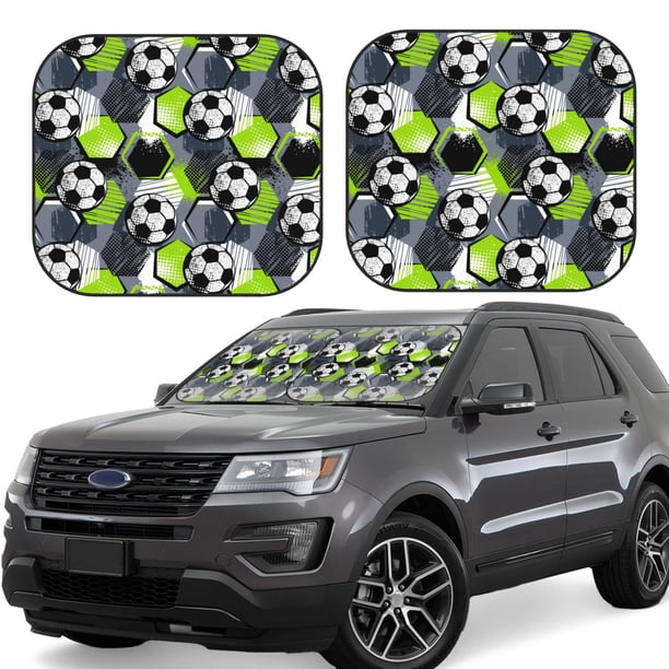 Fotbe Football Juego de 2 Piezas de Parasoles para Parabrisas | Bloqueador Solar para Auto | Accesorios Plegables para Protección Solar Interior-Medium