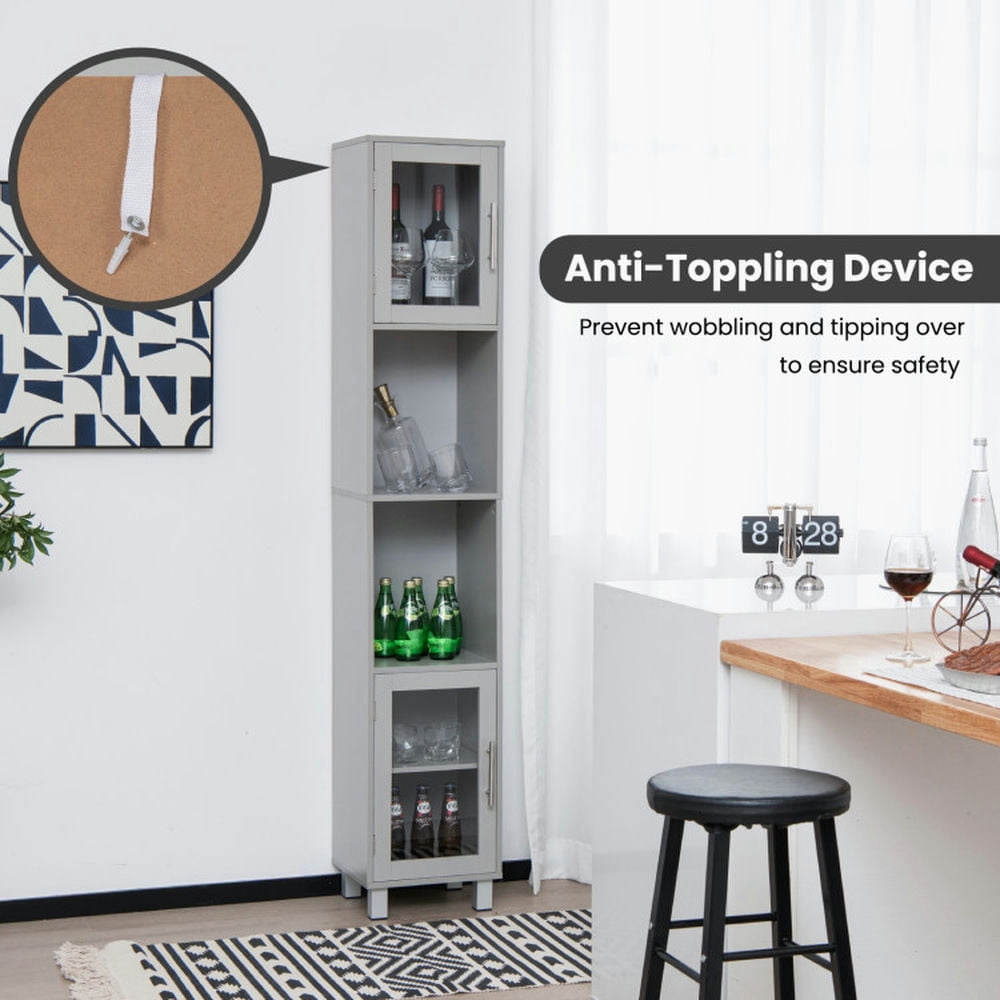 Finihen Bathroom Storage Cabinet, Bathroom Floor Cabinet, 71 Inch Tall Tower Bathroom Storage Cabinet and Organizer Display Shelves, for Bedroom, Gray Finihen Bathroom Storage Cabinet, Bathroom Floor Cabinet, 71 Inch Tall Tower Bathroom Storage Cabinet and Organizer Display Shelves, for Bedroom, Gray