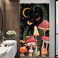 thumbnail image 3 of Stall Mushroom Shower Curtain Set Black and Red Floral Butterfly Waterproof Fabric Bathroom Shower Curtains Aesthetic Moon Flower Plant Bath Curtain Decor Without Hooks (36'''' × 72'''', Black), 3 of 6