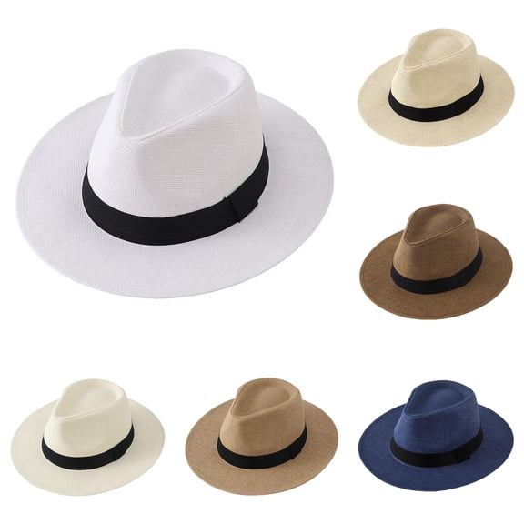 Men's Wide Brim Straw Cowboy Hat Breathable for Beach Travel Gardening