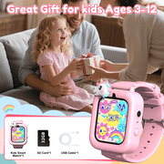 1.83 Kids Smart Watch for Girls HD Touch Screen with 39 Educational Games, Camera, Pedometer, Alarm Clock, ABC Learning, Music Player, Birthday Gift for Boys Girls Ages 5-12