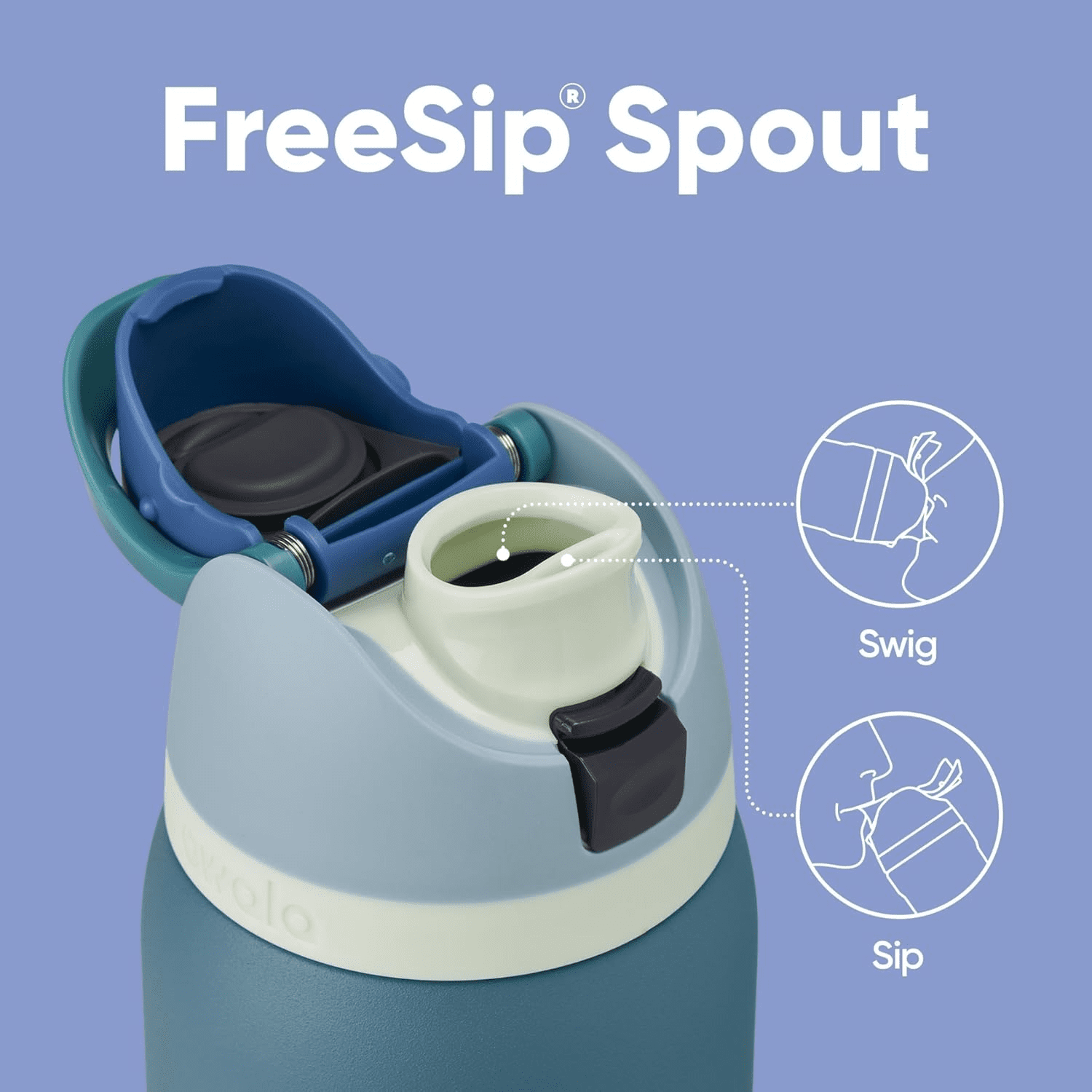 Owala FreeSip Stainless Steel Water Bottle, 32oz, Denim