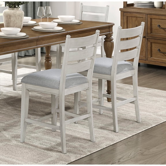 Nmkwnr Pack of 2 Counter Height Side Chair Padded Seat Dining Chair for Living Room, Dining Room, White
