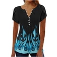 thumbnail image 2 of ZQUUVOU Women's Short Sleeve Tunic Tops Summer Fold Printed V Neck Button Top G-Multicolor, 2 of 5