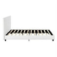 Mainstays Upholstered Platform Bed, Queen Frame, White Faux Leather