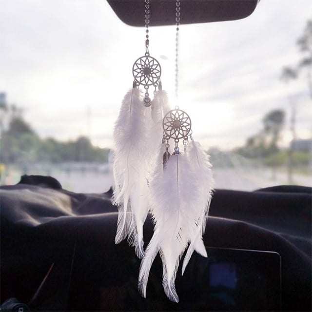 Feather Car Pendant Creative Rear View Mirror Dream Catching Net Car Hanging