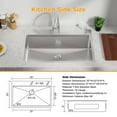 thumbnail image 6 of 33" x 22" Workstation Kitchen Sink, Stainless Steel Drop-In or Undermount Single Bowl Sinks 18 Gauge Basin with Accessories, 6 of 9