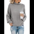 thumbnail image 1 of Suéter de Larga con Cuello Alto y Mangas Abullonadas para Mujer, de Color Liso, para Invierno y Otoño Gris M, 1 of 7
