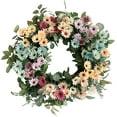 thumbnail image 1 of Artificial Cosmos Daisy Flower Fall Front Door 24 Inch Colorful Blossom Foliage on Grapevine Base for Farmhouse Door Festival Celebration Party Wall Window Home Decor, 1 of 6