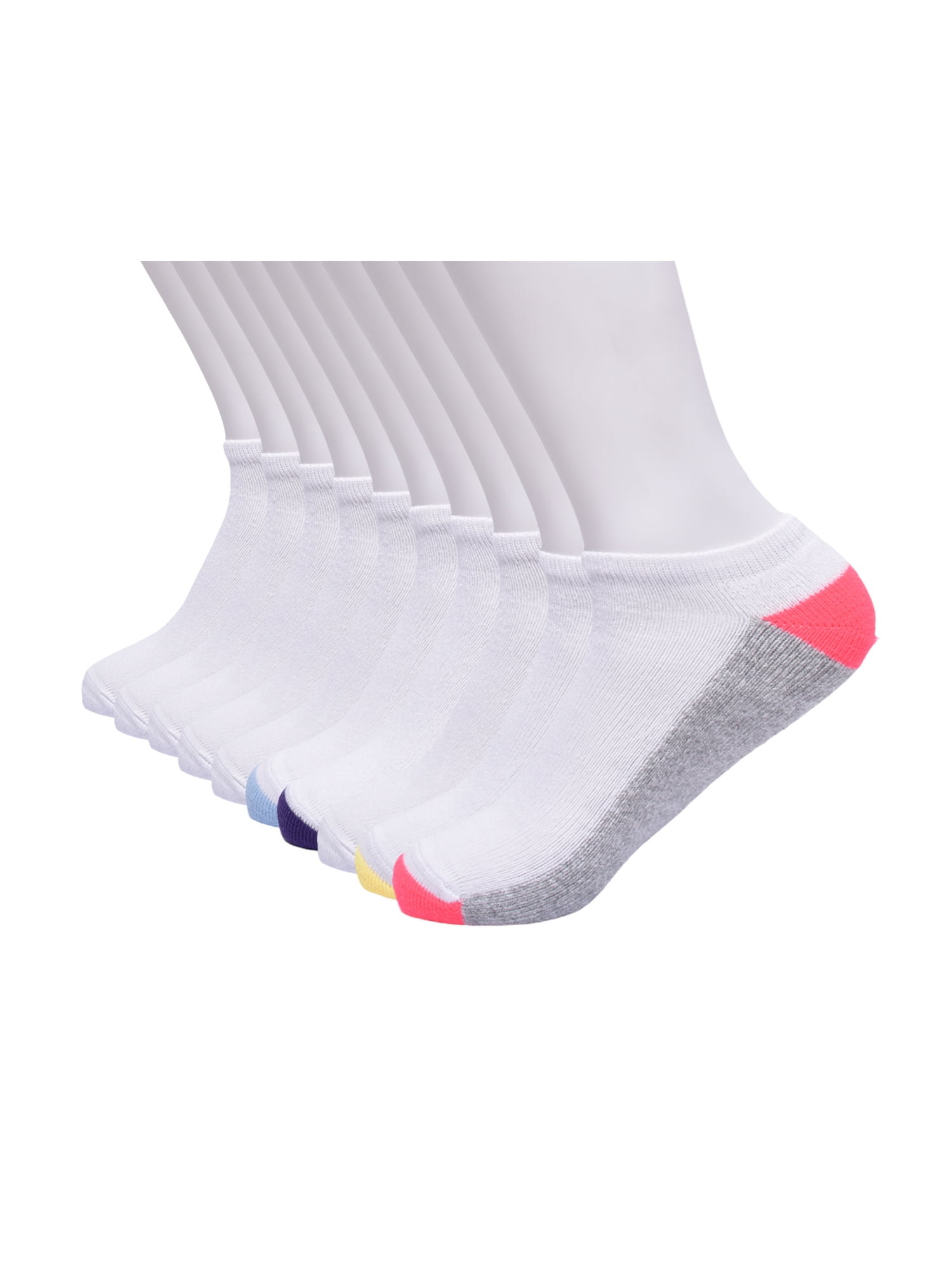 Wonder Nation Girls Cushioned No Show Socks, 10-Pack, Sizes S (6-10.5) - L (4-10)