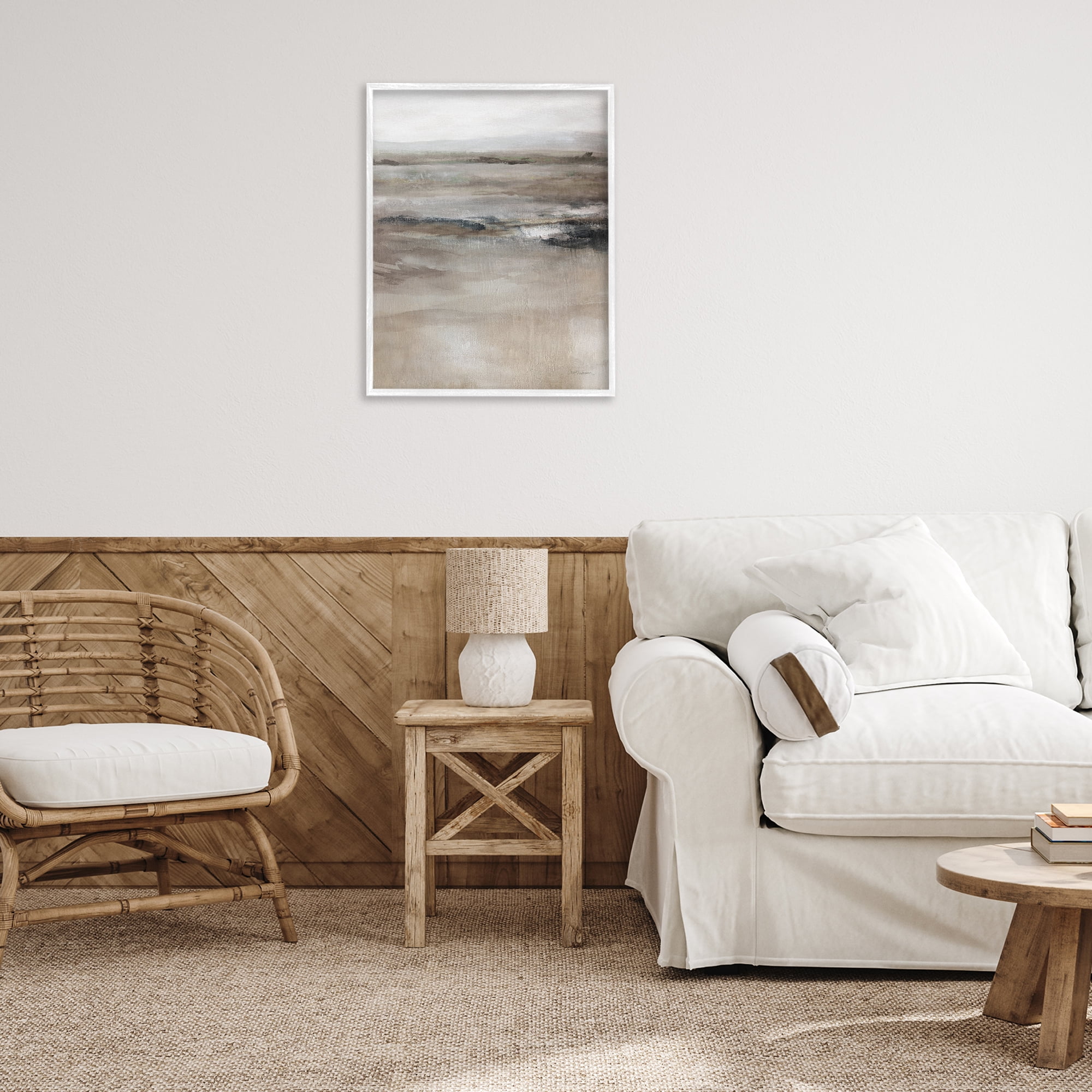 Stupell Industries Brown Desert Abstraction Abstract Painting White Framed Art Print Wall Art, 24 x 30