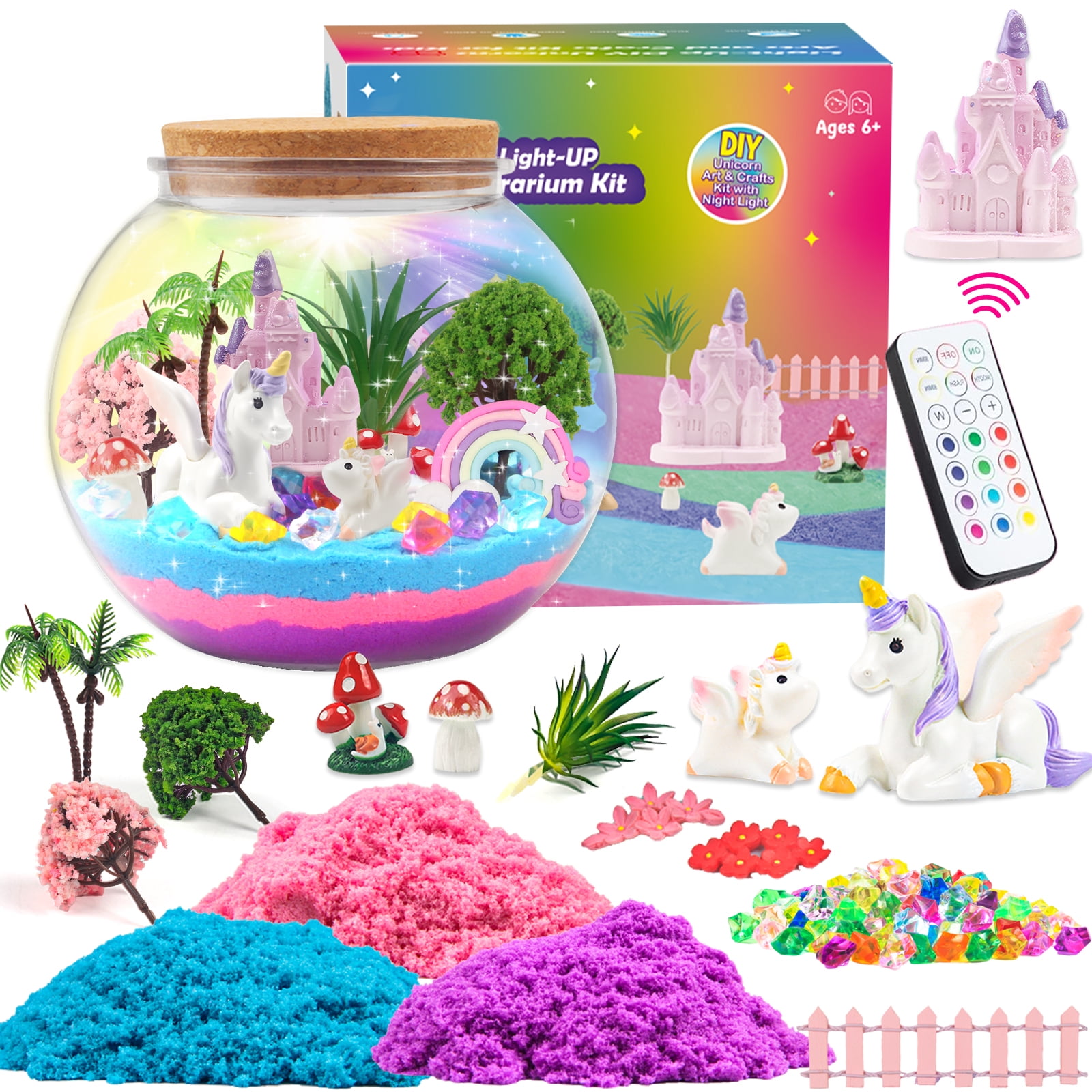 Nicella Mermaid Terrarium Crafts Kit for Kids, LED Night Light